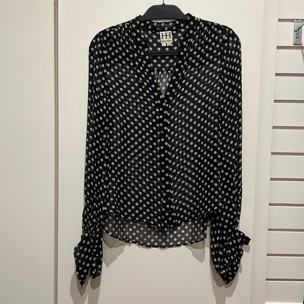 Haute Hippe sheer polka dot blouse